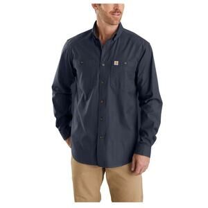 NWT Carhartt Rugged Flex Relaxed Midweight Canvas Long-Sleeve Shirt in Navy XL